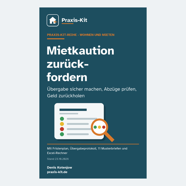 Titelseite des Praxis-Kits Mietkaution zurückfordern