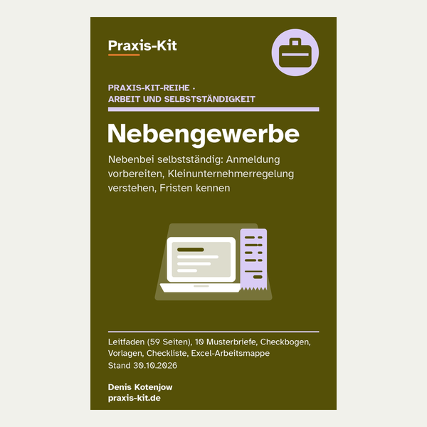 Titelseite des Praxis-Kits Nebengewerbe