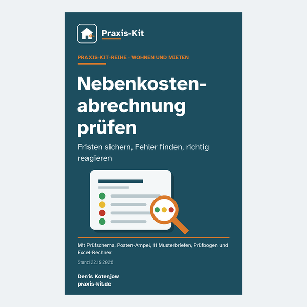 Titelseite des Praxis-Kits Nebenkostenabrechnung prüfen