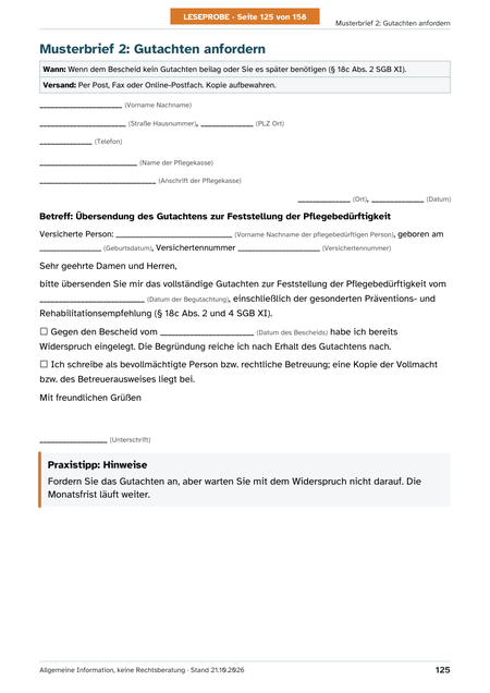 Leseprobe Seite 7: Musterbrief 3, fristwahrender Widerspruch